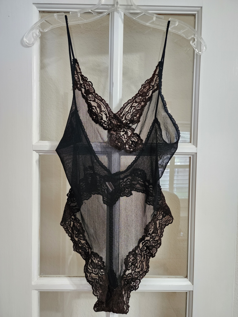 Vintage Victoria's Secret Gold Label Sheer Lace G-String Teddy Bodysuit L AS IS